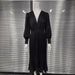Women's solid color large size pleated dress_mkmklike.com