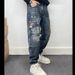 Men's Slim Fit Stretch Jeans Patch Embroidered Distressed Casual Trousers High End Retro Style Spring Trend_mkmklike.com