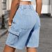 K New Fashionable Casual Multi Pocket Workwear Denim Shorts For Women_mkmklike.com