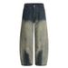 Color-Block Washed Scimitar Jeans Men's Loose Street Style Ins Niche Design Wide-Leg Pants_mkmklike.com