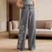 Heavy Embroidered Stretch Denim Pants – Retro High-Waisted Flared Jeans For Women_mkmklike.com