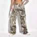 Women's Printed Cargo Jeans - High-Waisted Straight-Leg Denim Pants With Artistic Floral Design (XS-2XL, Unique Woodland Print)_mkmklike.com
