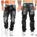 Suitable For All Seasons 2024 New Men's Casual Stitched Straight Leg Hip Hop Jeans_mkmklike.com