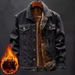 Men's Denim Fleece Thickened Jacket Large Size Fat Young Men's Clothing Autumn And Winter Season Jacket Cotton-padded Jacket Clothes Gown_mkmklike.com