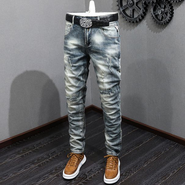 Men's Clothing Trendy Jeans Loose Harem Pants Jeans Worn Light Color Washed Jeans Pants_mkmklike.com