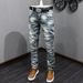 Men's Clothing Trendy Jeans Loose Harem Pants Jeans Worn Light Color Washed Jeans Pants_mkmklike.com