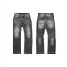 Men's Clothing Lightning Flower Three Dimensional Wrinkled Heavy Wash Loose Bootcut Jeans_mkmklike.com