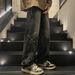 European And American Style Street Star Sticker Jeans Men's Clothing Ruffian Handsome Loose Straight Teen Hip Hop Wide Leg Dad Pants_mkmklike.com