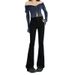 High-quality Pants, New Black Stretch Flared Jeans For Fall/winter 2025, High-waisted Slimming Long Pants_mkmklike.com