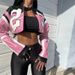 2024 Summer Women's New Fashion Motorcycle Color-Block Embroidery Patchwork Slim Leather Jacket Coat_mkmklike.com