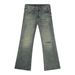 Men's Clothing Retro Distressed Ripped Jeans Men's Straight Leg Flare Slim Fit Pants High Street Vibe Trendy_mkmklike.com