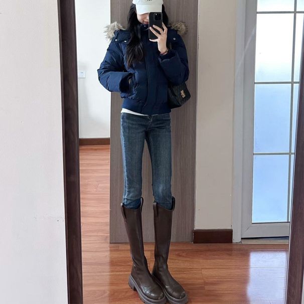 High-waisted Fleece-lined Skinny Jeans For Women, New Autumn And Winter Thickened Warm Casual Cropped Pencil Pants_mkmklike.com
