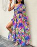 Women's Clothing Fashion off-the-shoulder long lantern sleeve print dress for women_mkmklike.com
