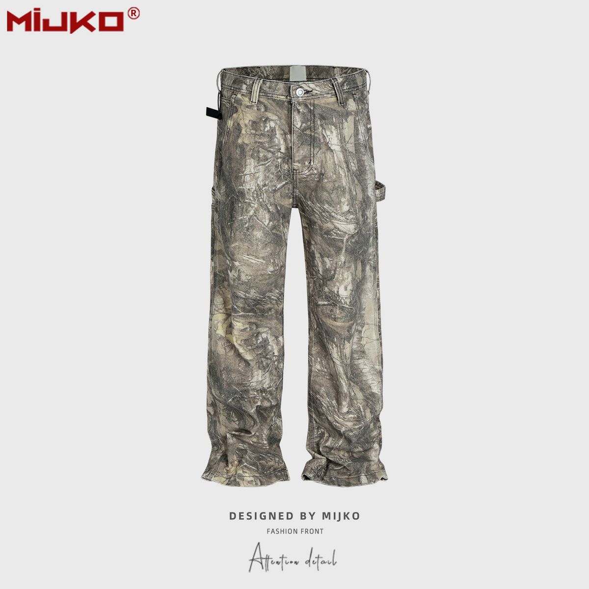 Men's Clothing Men's And Women's Full Version Of Tree Branch Camouflage Trousers Unisex High Street Straight Leg Distressed Faded Jeans Trend_mkmklike.com