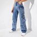 Women's Clothing Pants High Waist Flap Pockets Women's High Waist Cargo Pants With Flap Pockets - Loose Fit Denim Workwear Pants For Street Style_mkmklike.com