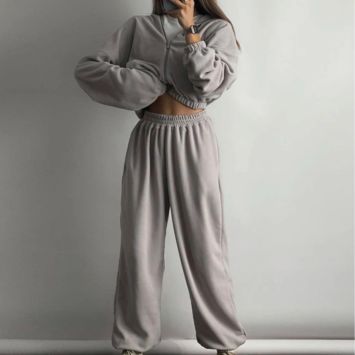 Women's Clothing women's silver fox fleece sweatshirt two piece suit women's stock 1213_mkmklike.com