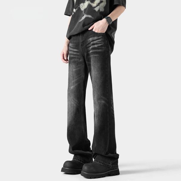 American Retro Blue Jeans Men's Spring Trendy Brand Loose Cleanfit Tall Micro-pull Pants Casual Long Pants_mkmklike.com