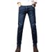 "Men's Straight-Leg Relaxed Fit Work Jeans – Durable Cotton Denim Pants For Casual & Labor (Breathable, Multi-Pocket Utility Design)"_mkmklike.com