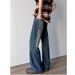 Men's Straight Leg Jeans Japanese Style Harajuku Inspired New Washed Whiskered Floor Length Slightly Flared Denim With Minimalist Look_mkmklike.com