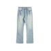 Men's Clothing Cleanfit Washed Distressed Vintage Ice Blue Cream Faded Cat Whisker Scratched Flared Jeans For Men_mkmklike.com