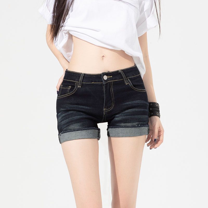 Low-Rise Stretch Denim Shorts For Women - Sexy High Waist Tight Fit Rolled Hem Summer Hot Pants_mkmklike.com