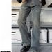 2024 Slim Fit Independent American Style Paris Washed Firecracker Festival Bootcut Micro Flared Jeans Long Pants_mkmklike.com