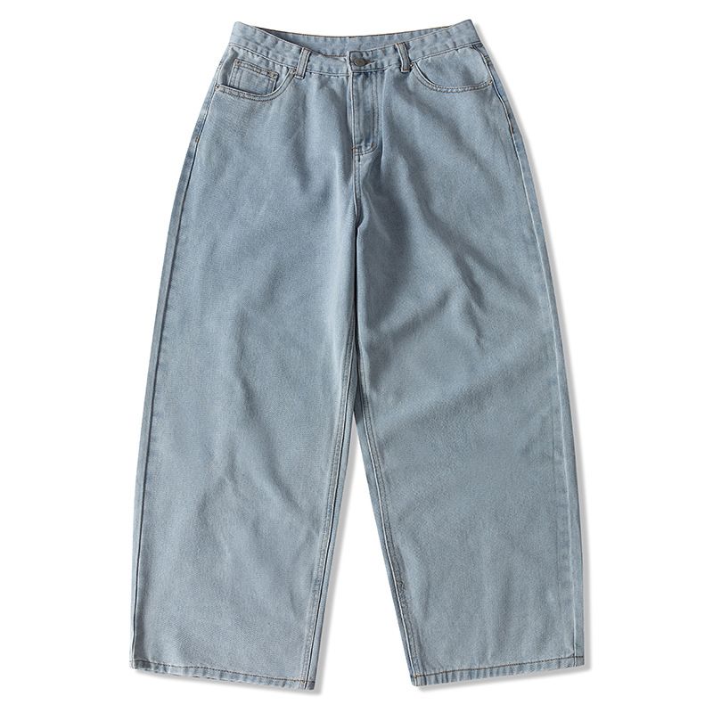 Men's Clothing High Quality American Retro Jeans Men's New High Street Washed Loose Wide Leg Pants Japanese Casual Pants_mkmklike.com