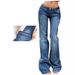 Jeans Flare Pants Women Boot Cut Mid Waist Stretch Washed Distressed Floor Length Streetwear 2025 Female Denims Trousers_mkmklike.com