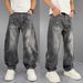 Light Blue Spring Summer Jeans for Boys Handsome Trendy Harem Pants Loose Casual Carrot Style Versatile Washed Denim_mkmklike.com