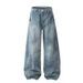 American Style Curved Knife Jeans Men's 2025 Summer New Washed Slimming Straight Wide Leg Casual Pants_mkmklike.com