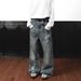 Men's Distressed Patchwork Jeans – Vintage Washed Straight & Slight Flare Denim Pants For Hip-Hop Streetwear (S-3XL)_mkmklike.com