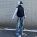 Men's Clothing Retro Washed Blue Denim Cleanfit Distressed High Street Vibe Flared Jeans_mkmklike.com