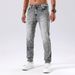 Men's Clothing New Denim Trousers Ins Trendy Black Slim Thick Line Denim Pants_mkmklike.com