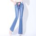 Spring 2025 New High-Waisted Micro-Flare Jeans For Women, Plus Size, Stretchy, Slimming, Straight-Leg Flare Wide-Leg_mkmklike.com