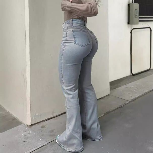 "Classic Straight Leg Jeans For Women – Comfortable Cotton Work Pants, American Casual Style (Light Blue/Dark Blue, S-XXL)"_mkmklike.com