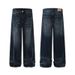 Vintage Washed Denim Jeans For Men – Classic Straight Fit With Distressed Details | 55% Polyester | Sizes M-5xl_mkmklike.com