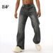 EF JEANS | 2024 New Washed Black Ash White Lightning Crack High Street Personality Jeans Trendy Men And Women_mkmklike.com