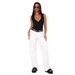 Women's Clothing Waist Non Elastic Straight Denim Trousers For Women_mkmklike.com