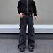 Vintage American Style Washable Loose Fit Cargo Jeans For Men & Women With Multi-Pockets Straight Leg Streetwear Pants_mkmklike.com