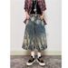 New American Retro Lightning Pattern Denim Capri Pants 2025 Stylish Loose Fit Wide Leg Jeans for Men And Women_mkmklike.com