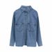 Chicco Chicco Street Style Workwear Denim Jacket Women, Spring And Autumn New Korean Version, Plus Size Loose Long Sleeve Casual Shirt_mkmklike.com