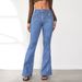 New Style Button Down Slim Fit Flared Jeans Women's High Waist Stitching Trousers In Stock_mkmklike.com
