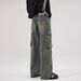 FUIV American High Street Washed Workwear Jeans, Men's And Women's Multi Pocket Loose Straight Leg Casual Pants_mkmklike.com