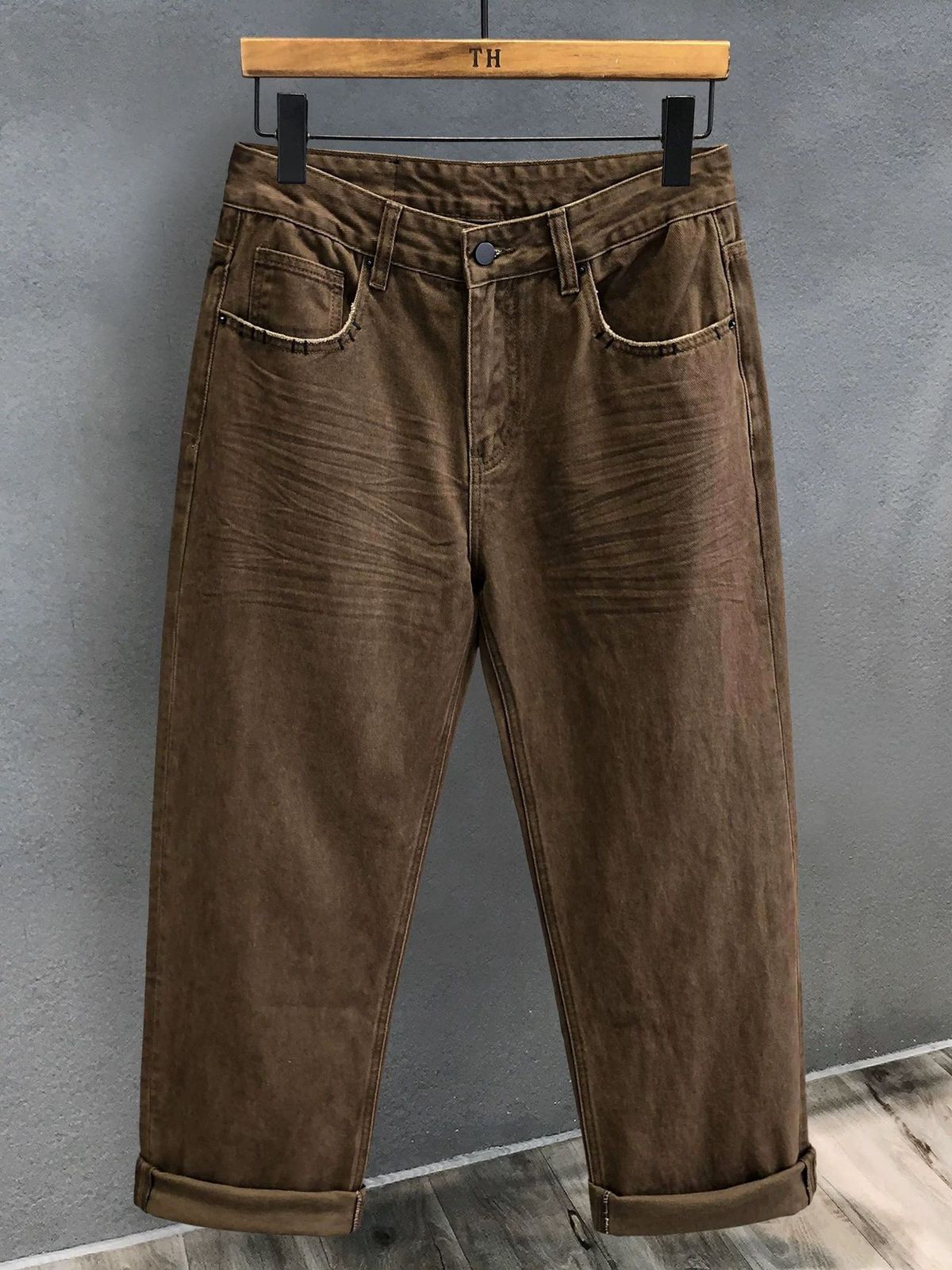 Retro Washed Men's Jeans Trendy Loose Straight Leg Pants High Street Style Spring Autumn American Design 2026_mkmklike.com