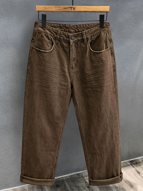 Retro Washed Men's Jeans Trendy Loose Straight Leg Pants High Street Style Spring Autumn American Design 2026_mkmklike.com