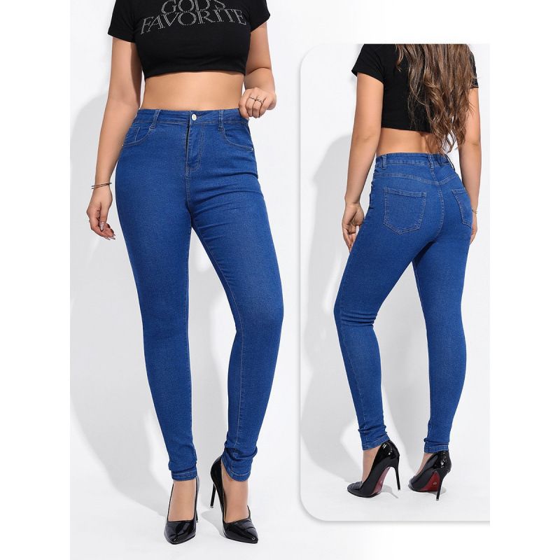Women's Fleece Lined Skinny Jeans mid Rise Slim Fit Stretch Black Spring Autumn New Style_mkmklike.com