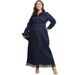K Plus-size Women's Denim Dress With Fringed Long Sleeves And A Front Opening Dress._mkmklike.com