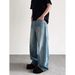Men's Straight Wide Leg Trousers American Cleanfit Distressed Blue Jeans High Street Summer Trendy Versatile for Men And Women_mkmklike.com