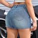 Women's Clothing Style Ladies Retro Distressed Versatile Street Denim Skirt Jeans_mkmklike.com