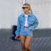Women's internet celebrity denim sequined jacket short coat suit_mkmklike.com